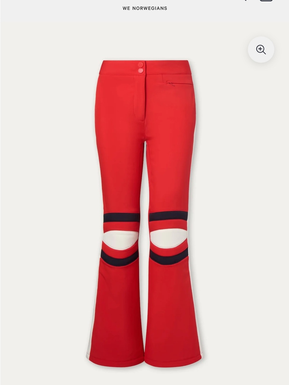 We Norwegians Red Flare Ski Pants with Contrast Knee Panels